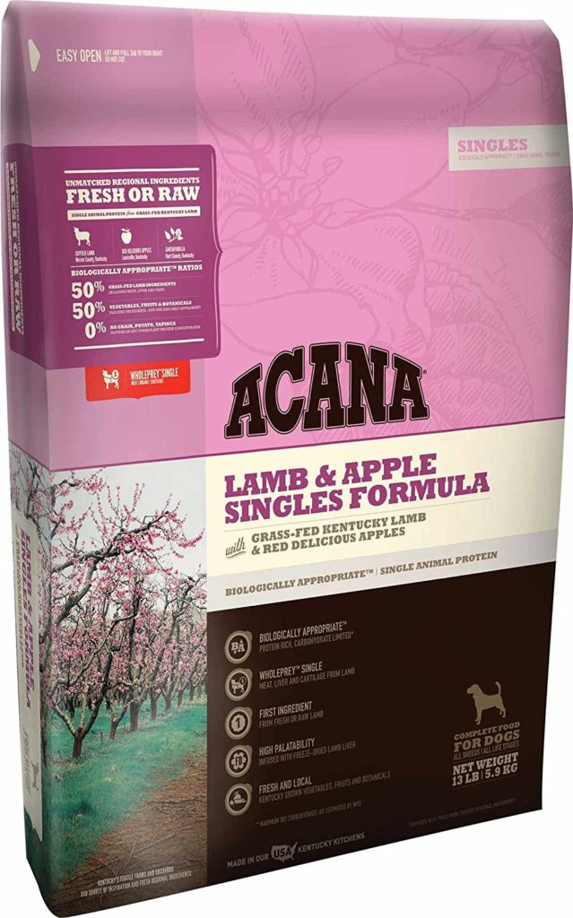 Acana lamb and apple singles formula dog food